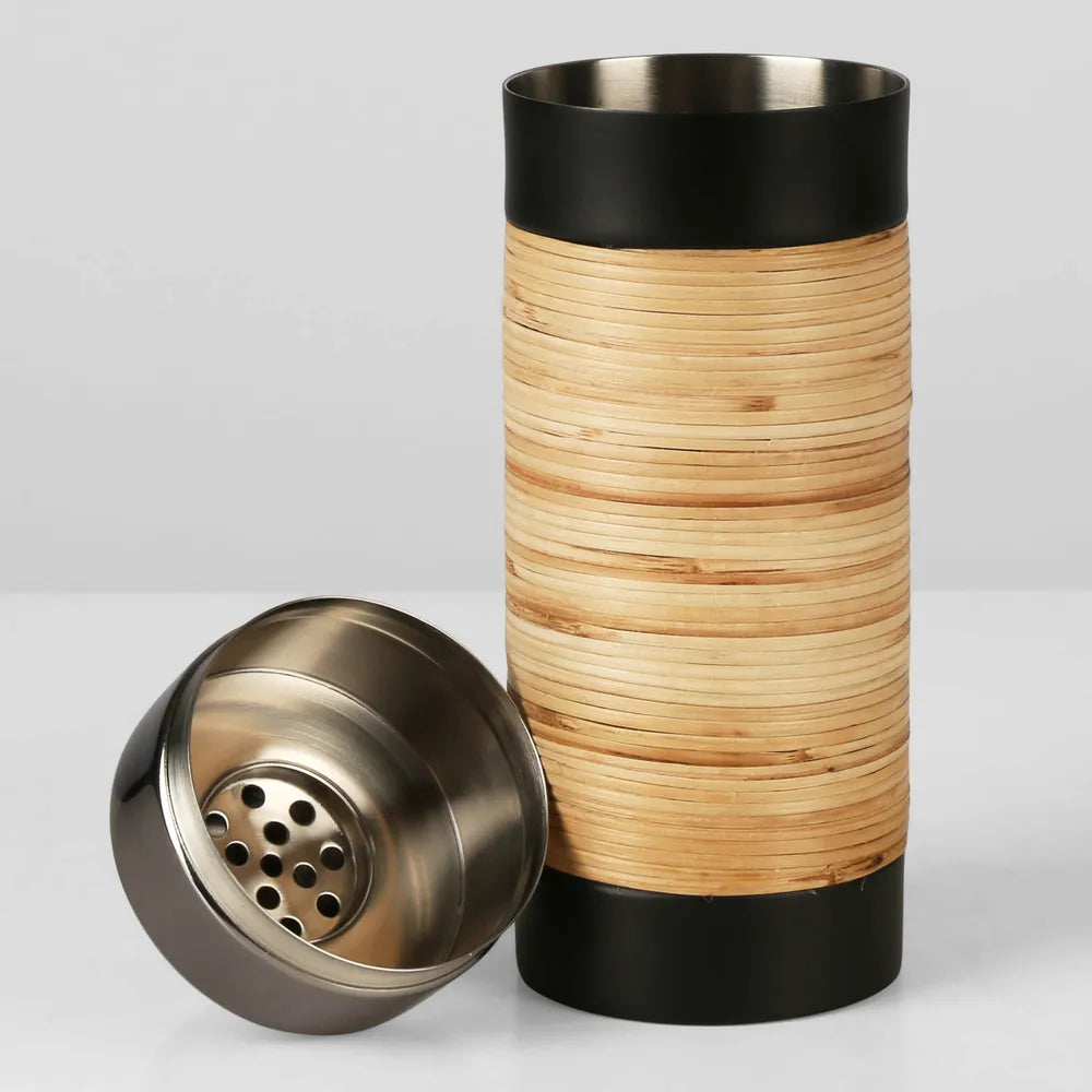 Rattan & Onyx Stainless Steel Cocktail Shaker