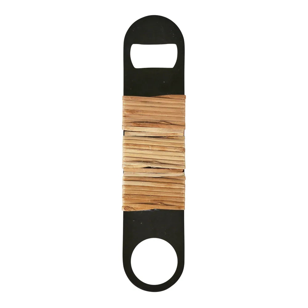Rattan & Onyx Stainless Steel Bottle Opener