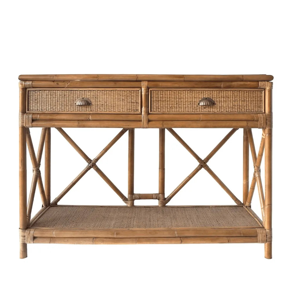 Carmen Large Two Drawer Rattan Console