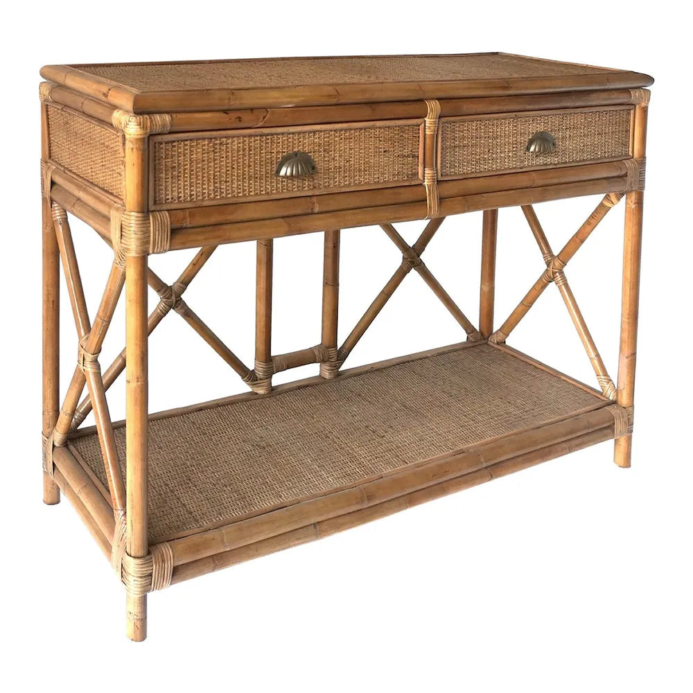 Carmen Large Two Drawer Rattan Console