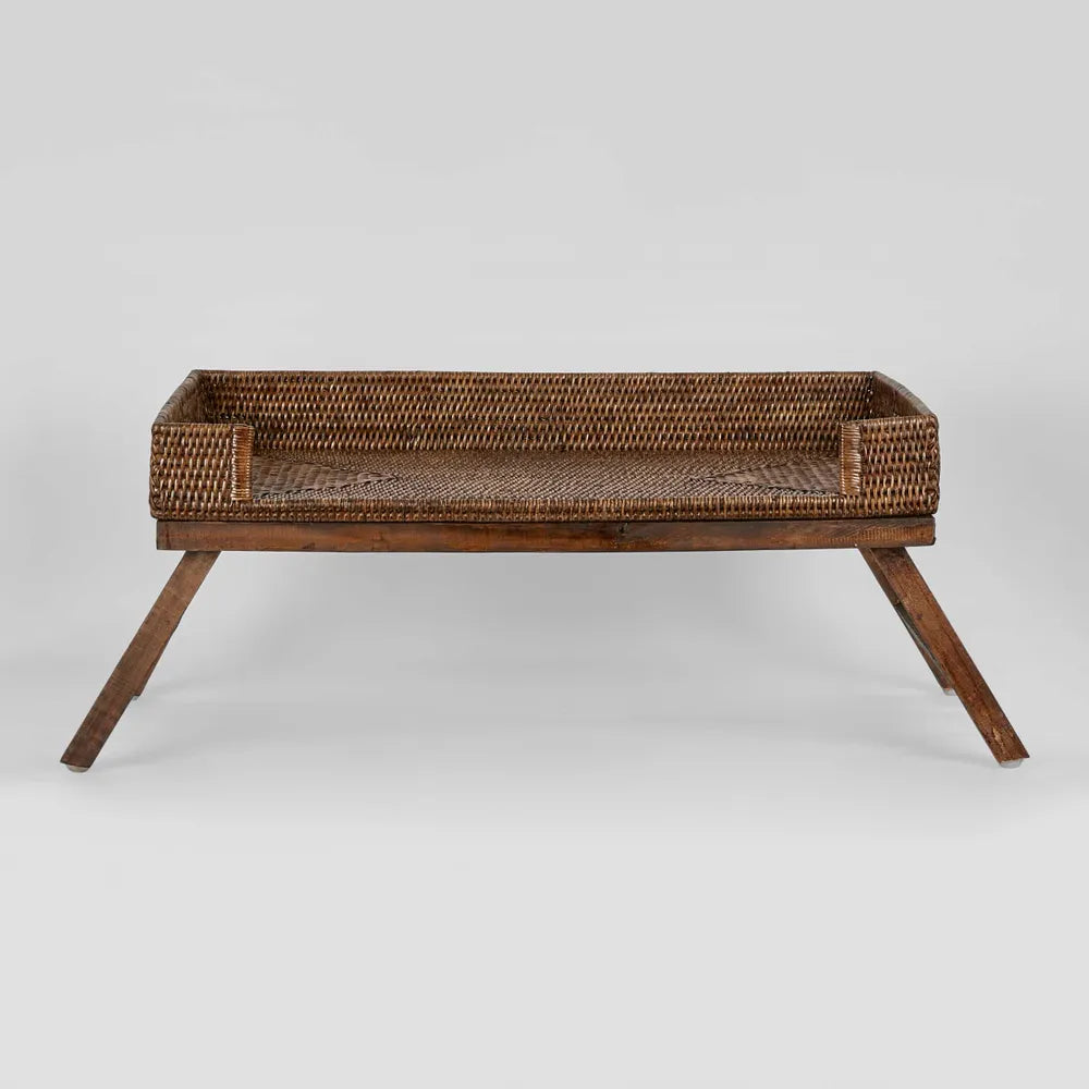 Rattan Breakfast Tray in Brown