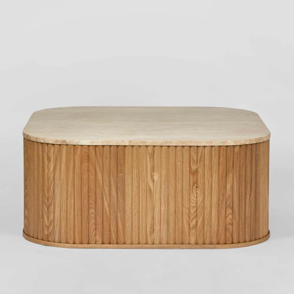 Surti Travertine & Oak Coffee Table