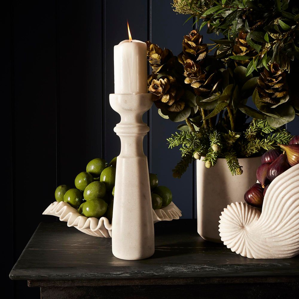 Jasmine Marble Candle Stick in Taupe