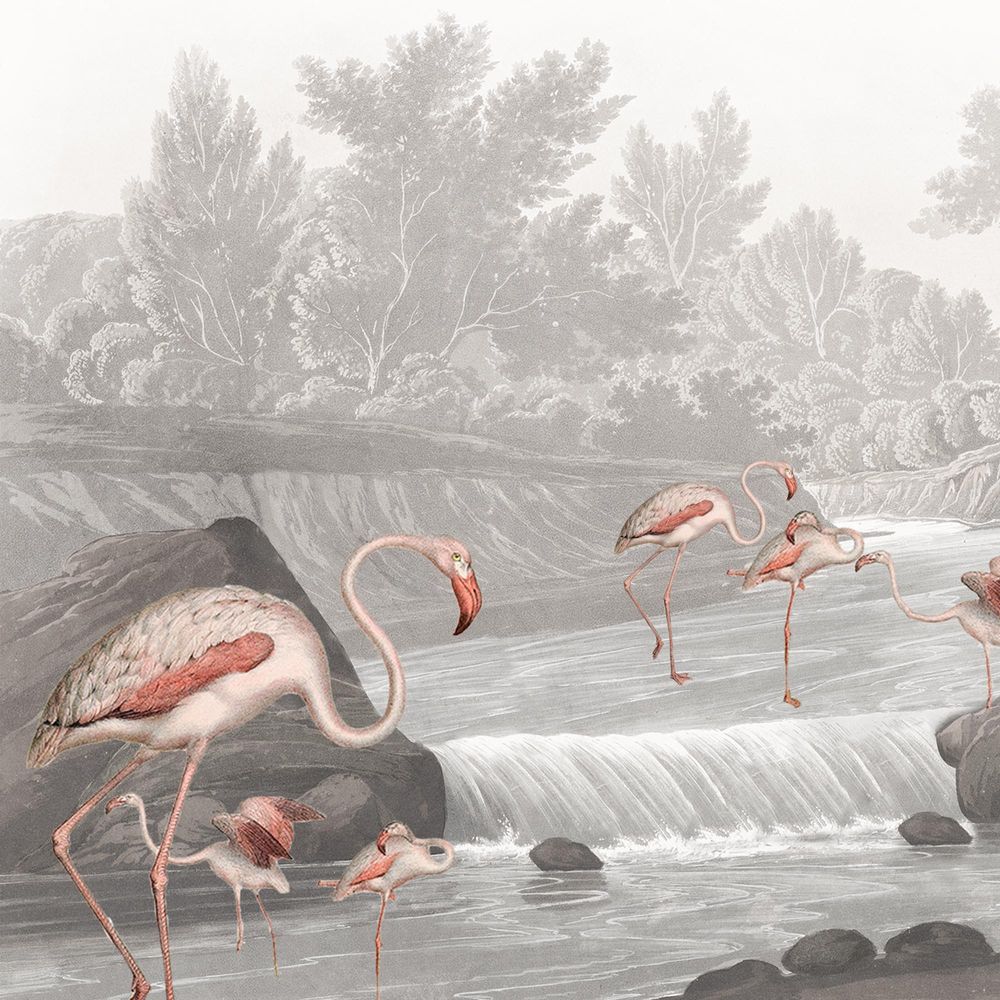 New Concept Moveable Wall Paper - Flamingo