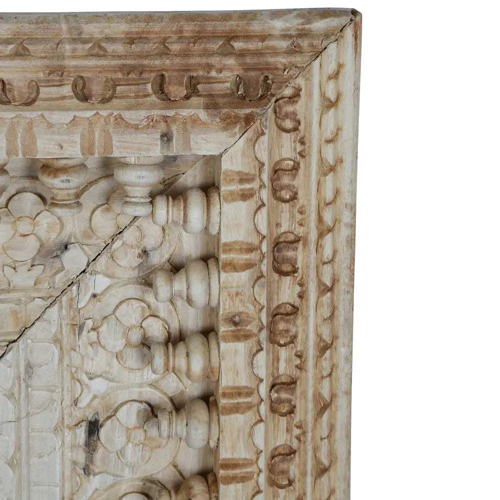 Jaipur Carved Teak Wood Mirror in Natural