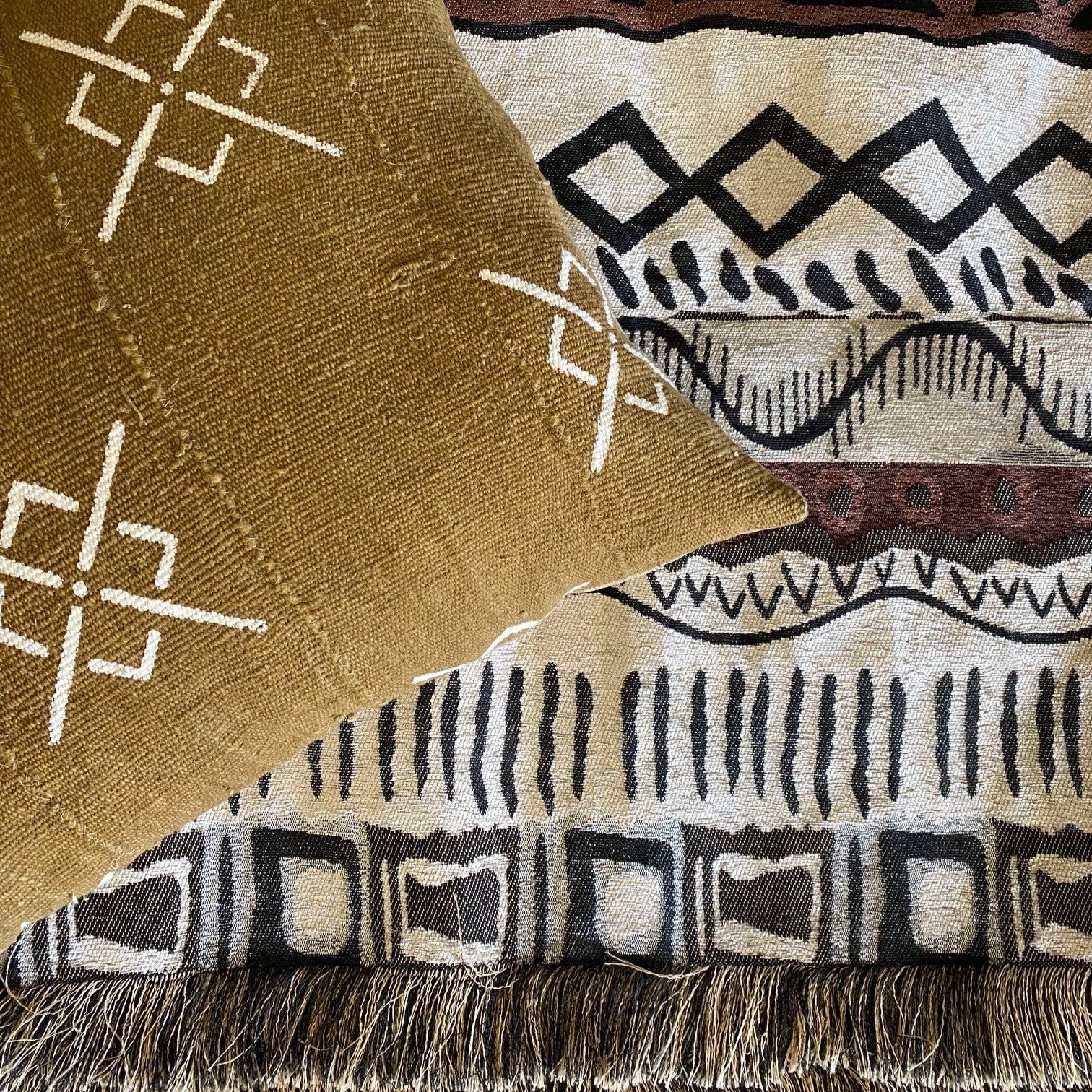Authentic Mudcloth Cushion in Fawn