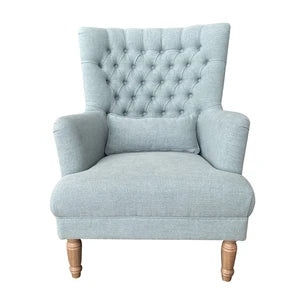 Bayside Pistachio Button Tufted Winged Armchair
