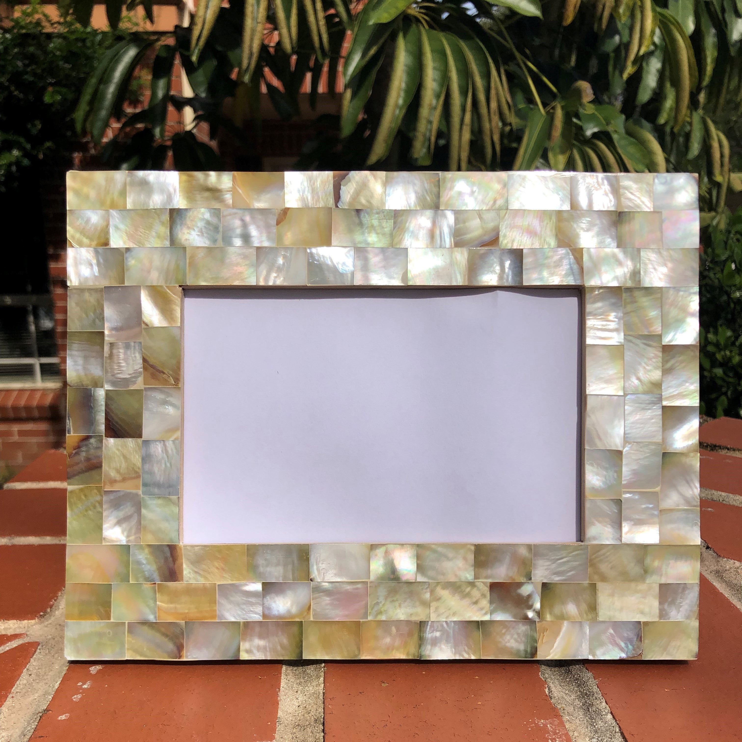Mother of Pearl Inlay Side Table/Stool in Blue