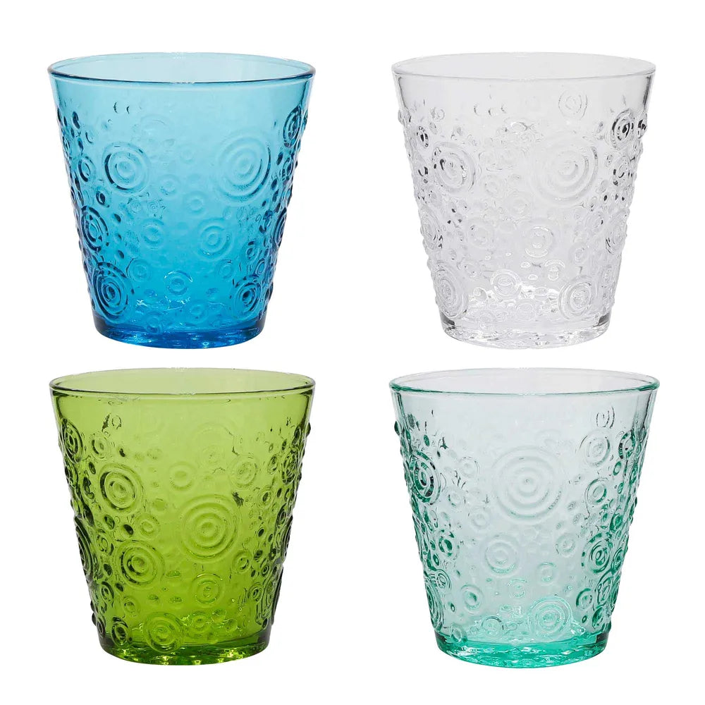 Glass Tumbler Set of 8 in Coastal Hues