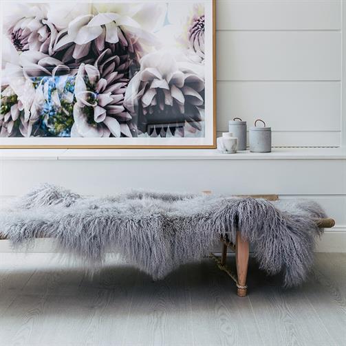 Mongolian  Sheepskin Large Rug/Throw in Grey
