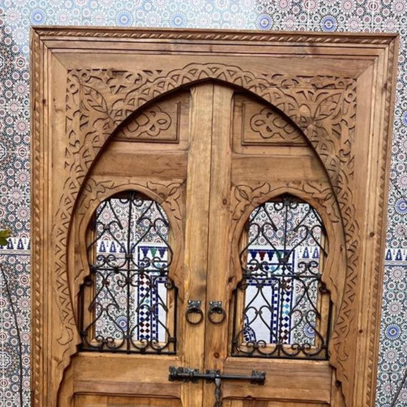 Moroccan Double Door with Ironwork