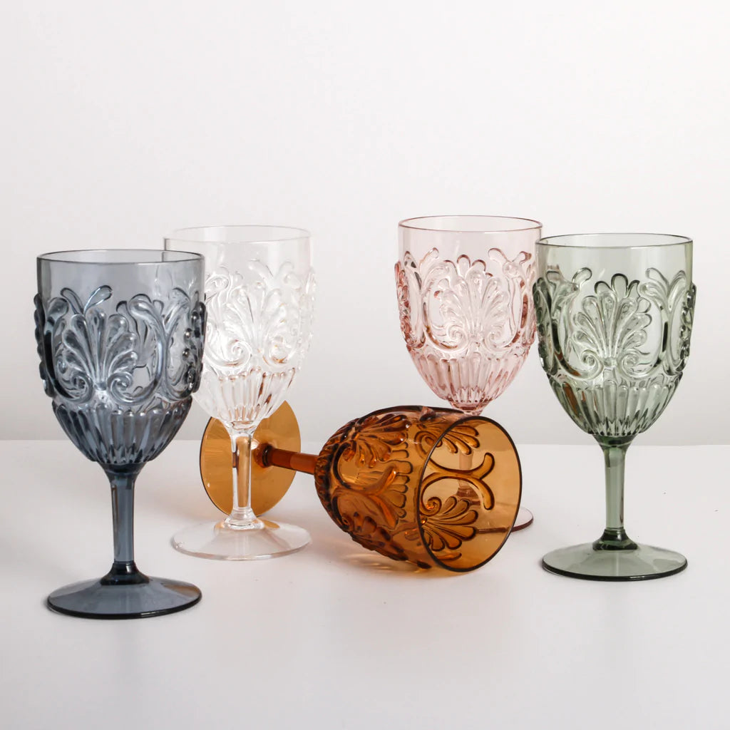 Fleur-De-Lis Acrylic Wine Glass - Pair