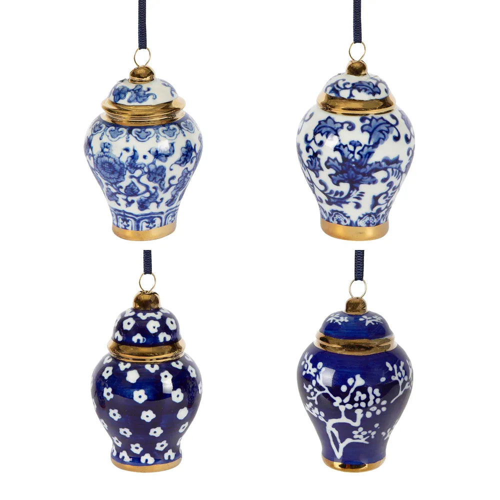 Hanging Ginger Jars Xmas Decor - Box of 4