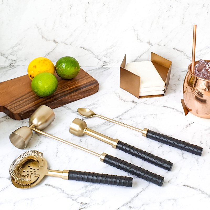 Manhattan Leather & Brass Cocktail Shaker & Kit