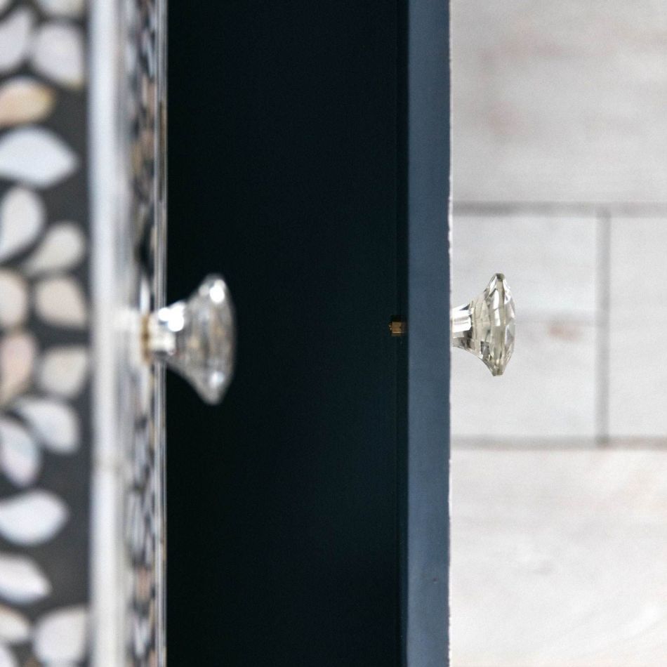 Mother of Pearl Inlay Bedside Cabinet in Grey