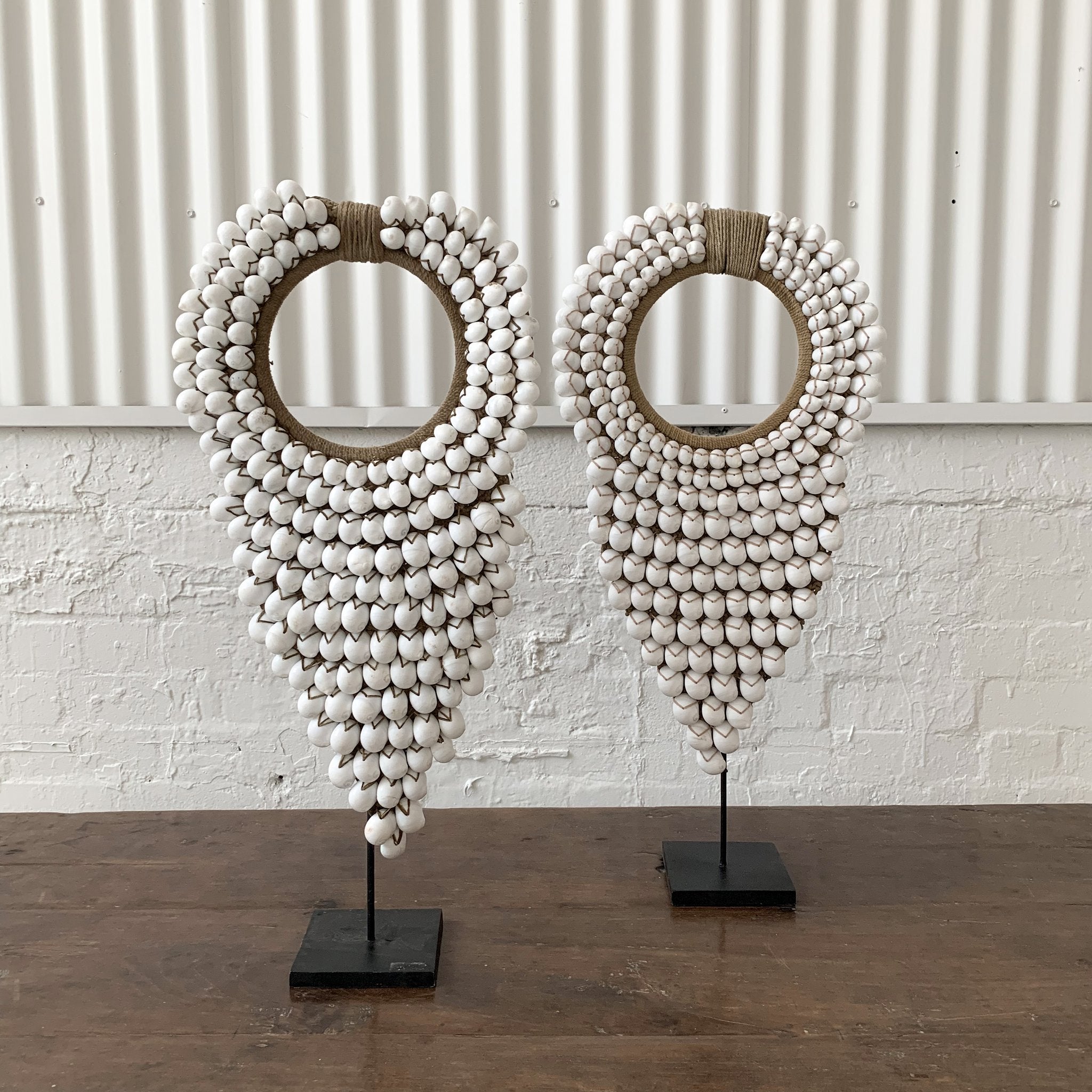 Cowrie Shell Long Necklace on Stand