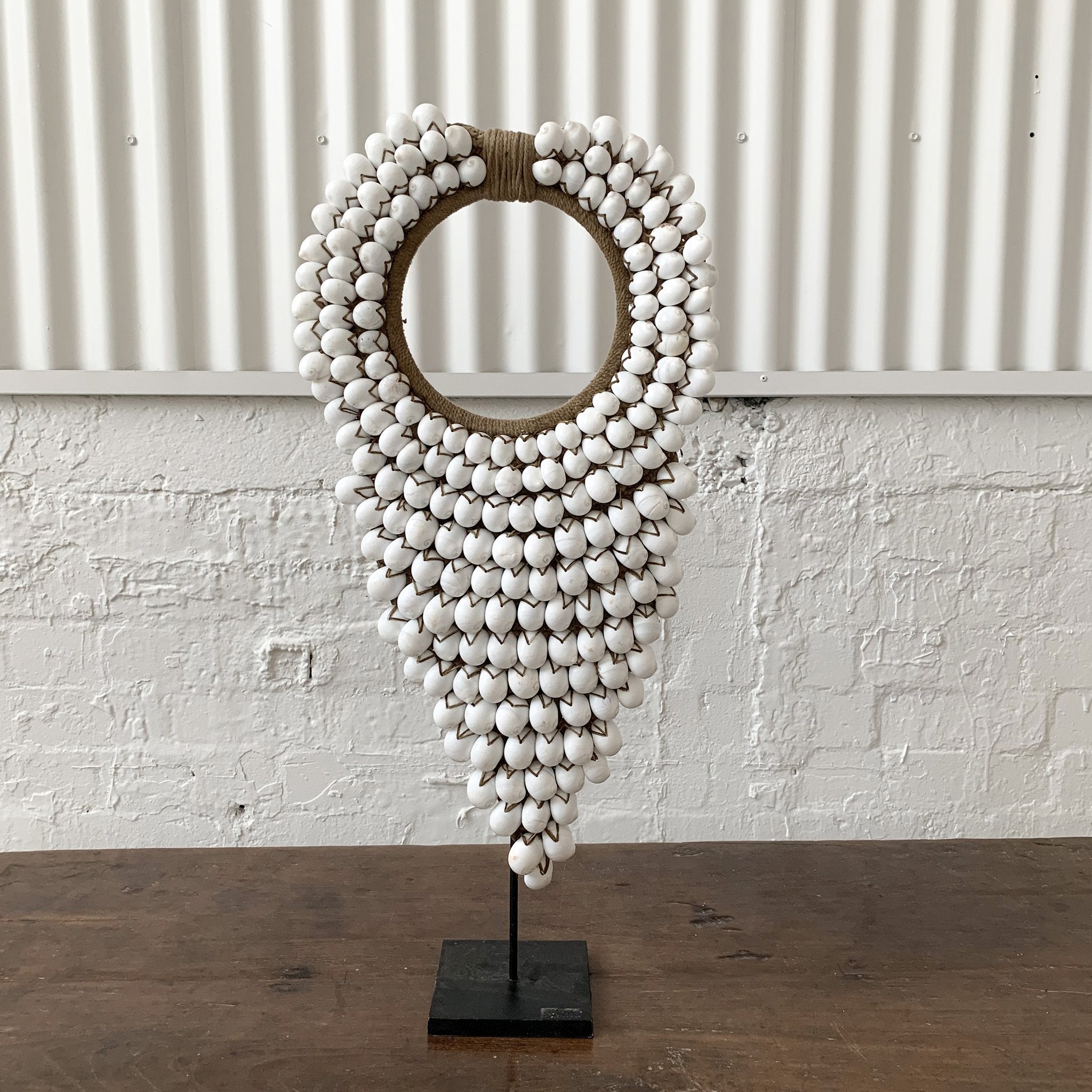 Cowrie Shell Long Necklace on Stand