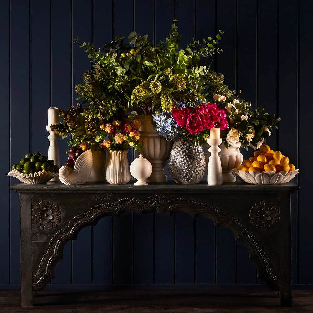 Large Flower Marble Bowl
