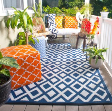 Marina Indigo Blue & White Plastic Rug