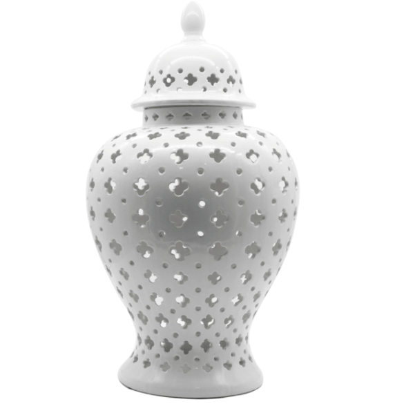 Hampton's Lace Jar In White