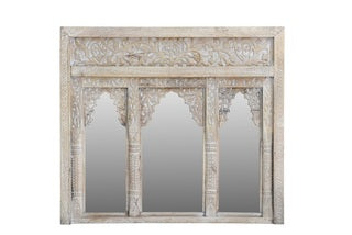 Whitewashed Carved Panelled Mirror