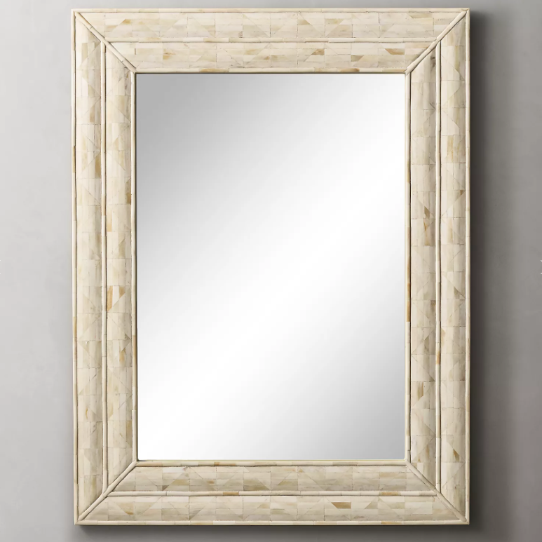 Grey & Bone Inlay Rectangular Mirror