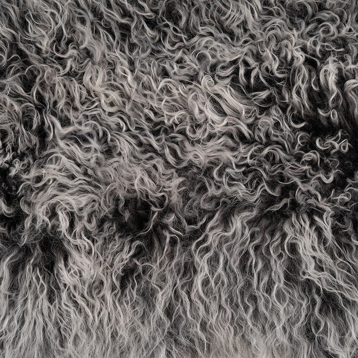 Mongolian Sheepskin Medium Rug/Throw in Grey & White