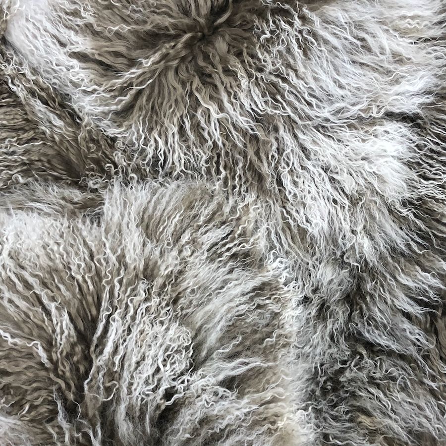 Mongolian Sheepskin Medium Rug/Throw in Khaki