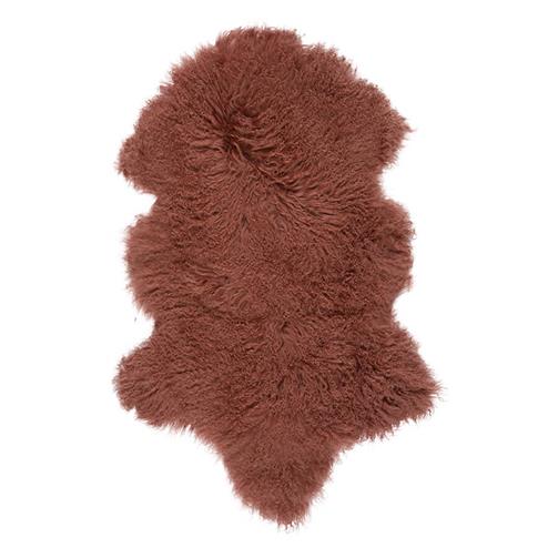 Mongolian Sheepskin Medium Rug/Throw in Coral