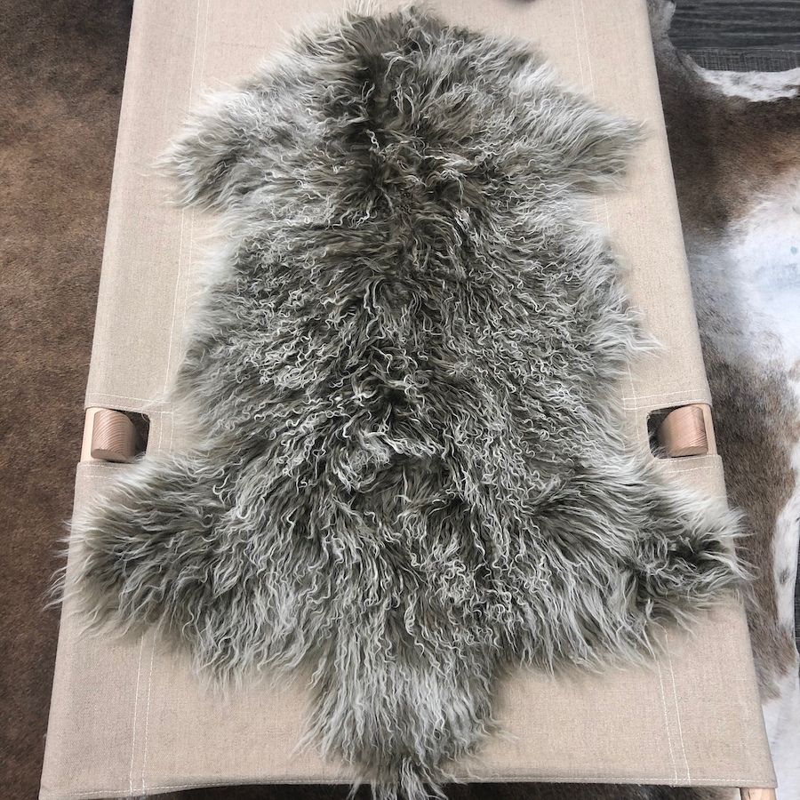 Mongolian Sheepskin Medium Rug/Throw in Khaki