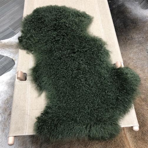 Mongolian Sheepskin Medium Rug/Throw in Khaki & White