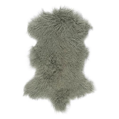 Mongolian Sheepskin Medium Rug/Throw in Khaki & White