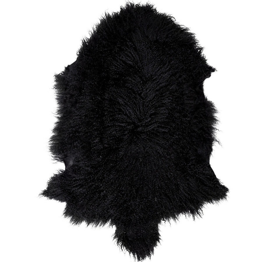 Mongolian Sheepskin Medium Rug/Throw in Black