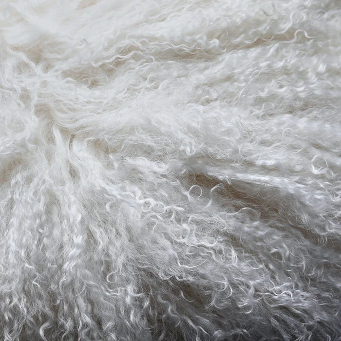 Mongolian  Sheepskin Rug/Throw in White