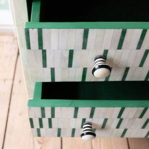 Dash Bone Inlay Bedside Table in Green