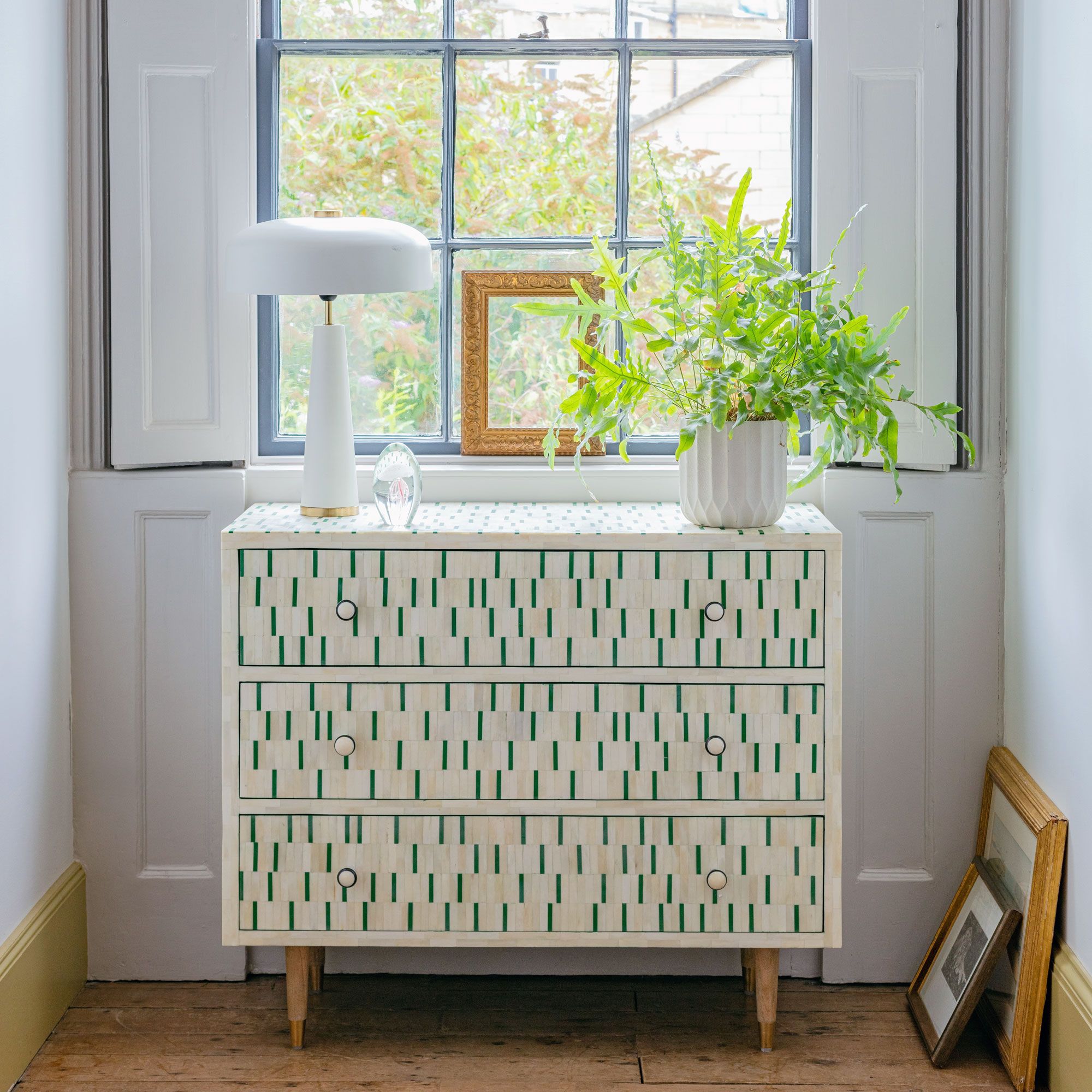 Dash Bone Inlay Chest of Drawers in Green