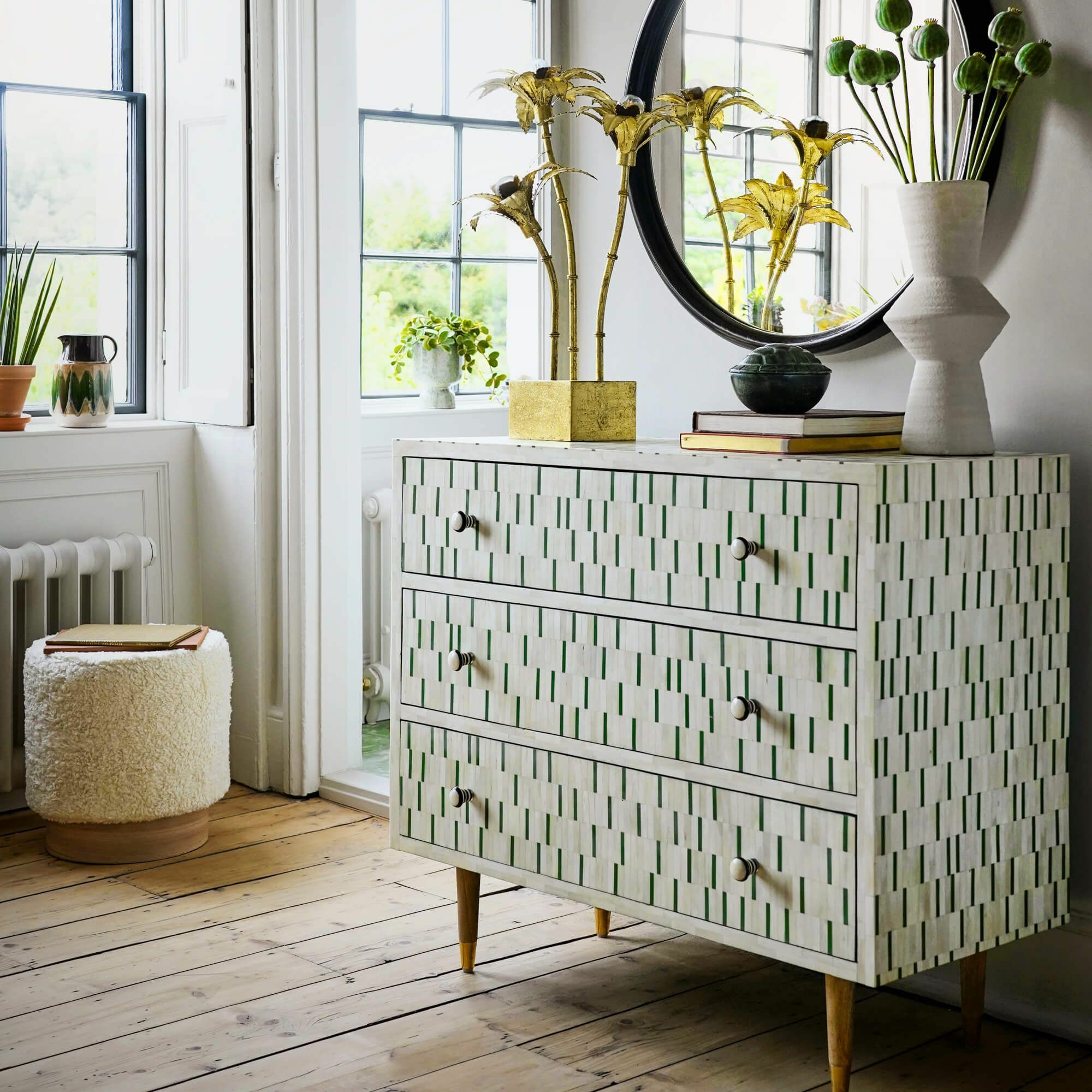 Dash Bone Inlay Chest of Drawers in Green