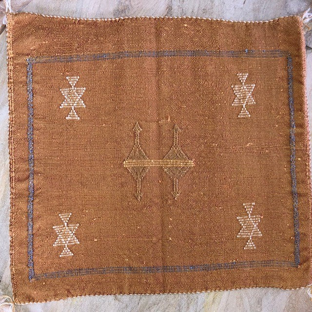 Genuine Moroccan Cactus Silk Pillow in Ochre