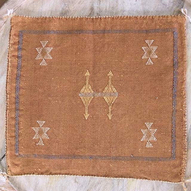 Genuine Moroccan Cactus Silk Pillow in Ochre