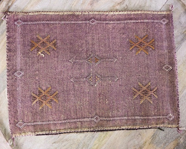 Genuine Moroccan Cactus Silk Pillow in Aubergine
