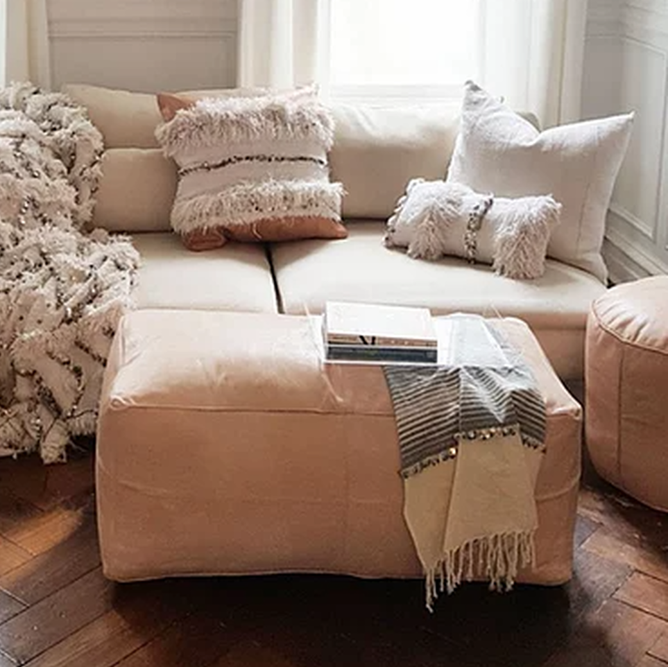 Rectangular Leather Pouffe