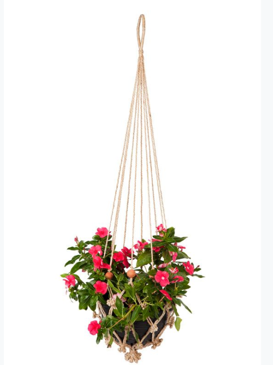 Suki Macrame Plant/Pot Holders with Ochre Beads (Set of 4)