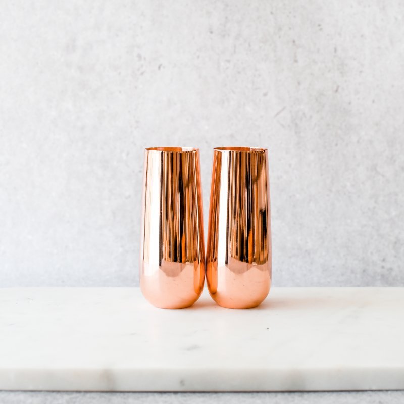 Manhattan Copper Stelmless Champagne Flutes
