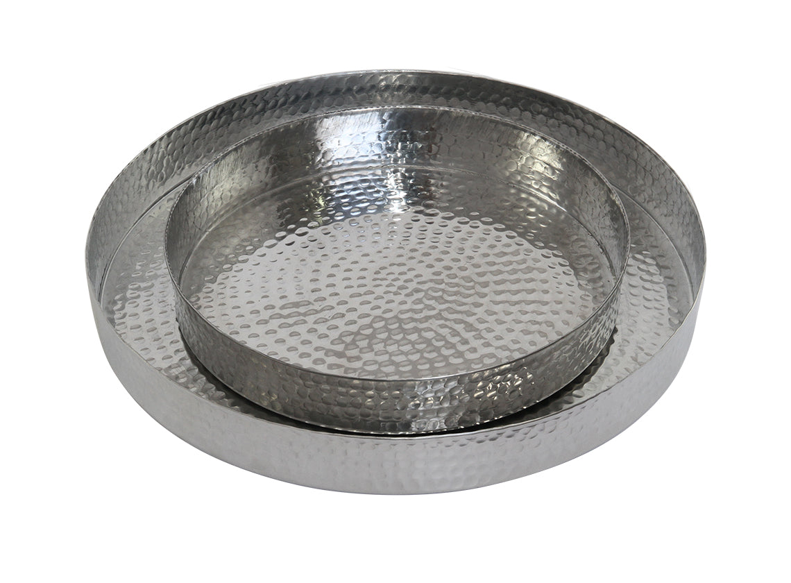 Metal Hammered Medium Round Tray