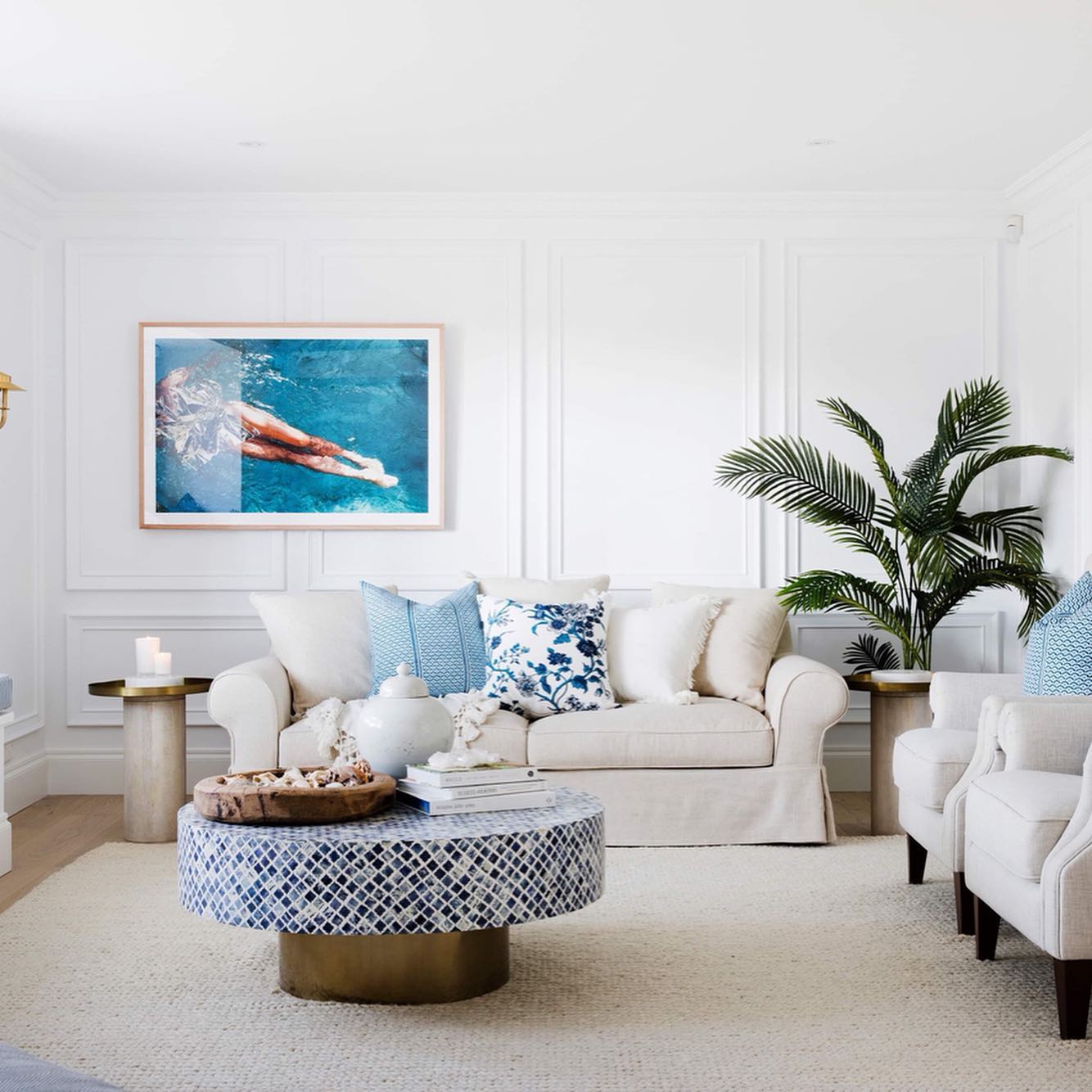 Bone Inlay Hannah Coffee Table in Blue