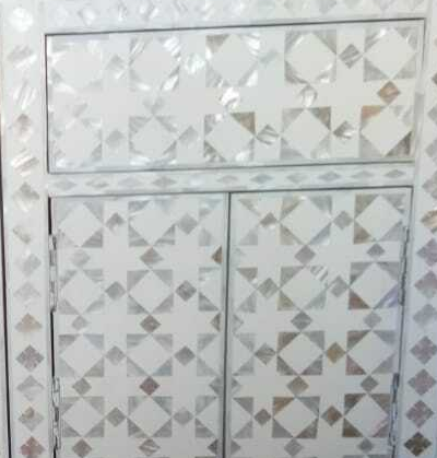 Mother of Pearl Inlay Bedside Chest (Small) in Blue