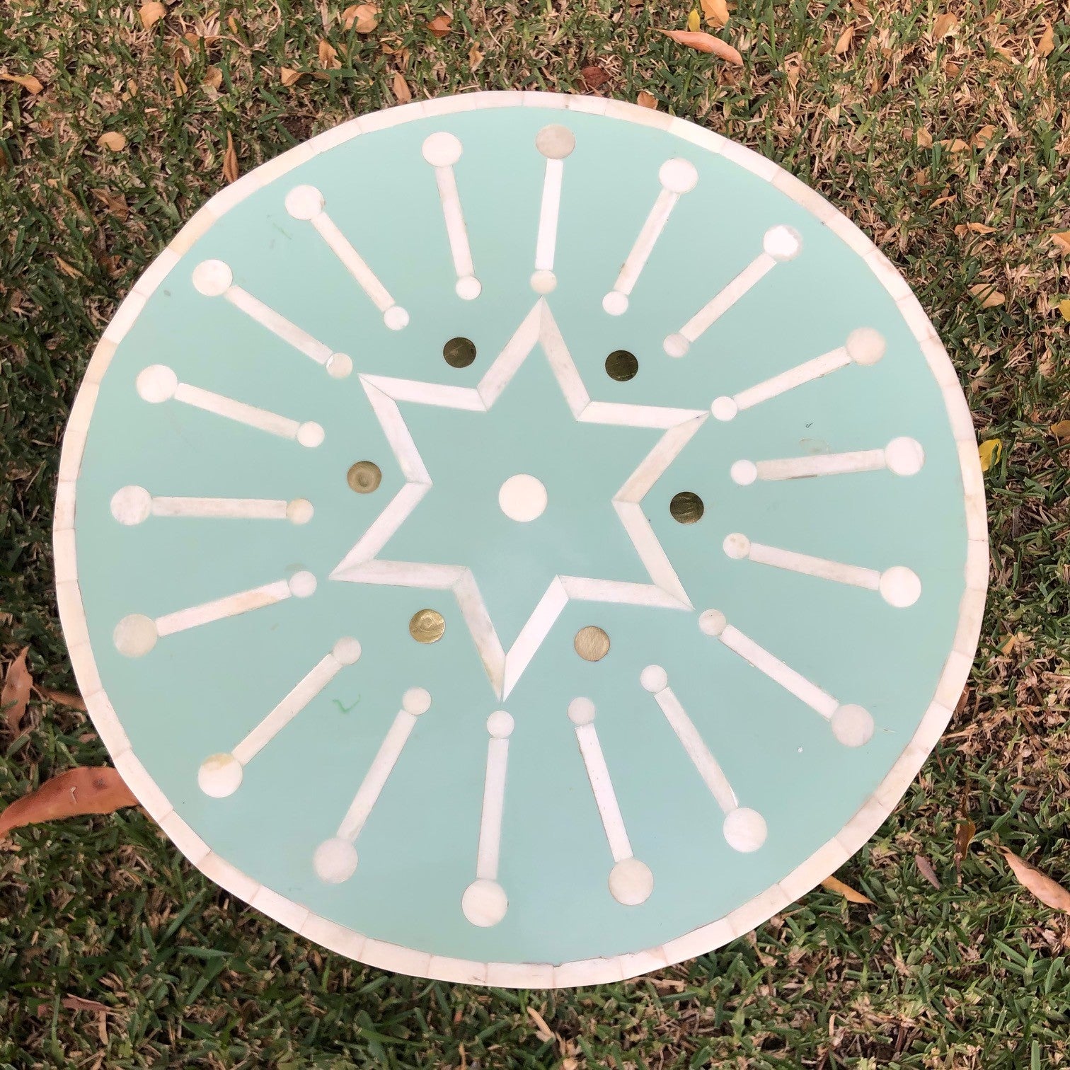 Brass Dot Bone Inlay Side Table