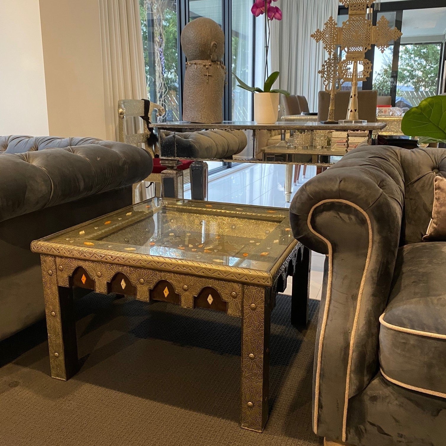 Sultan's Square Table in Silver Nickel