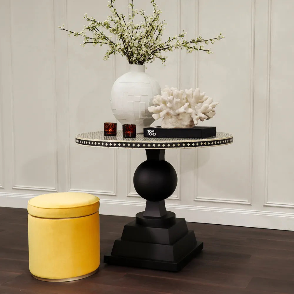 Bone Inlay Swirl Stool