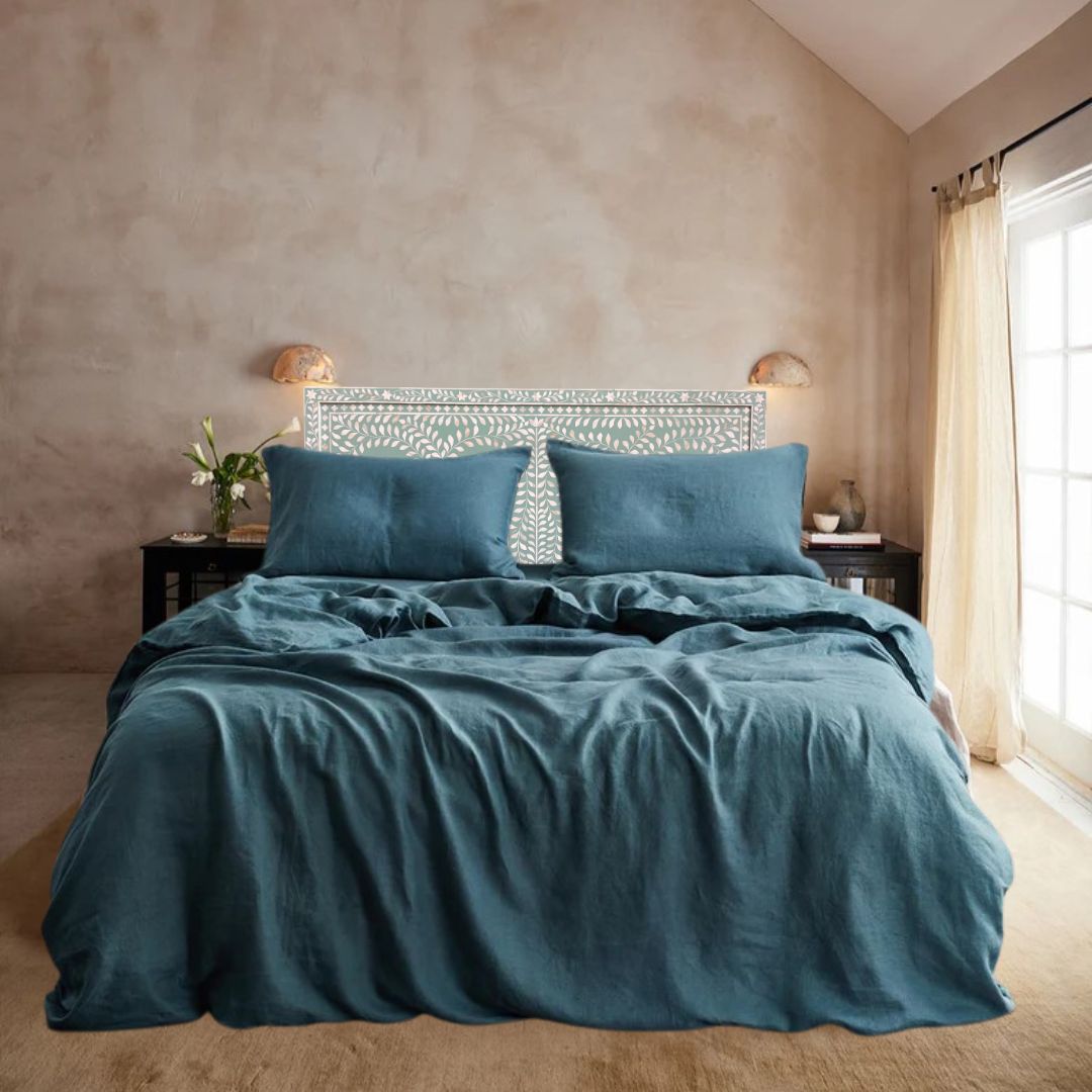 Bone Inlay Square Bedhead in Sage